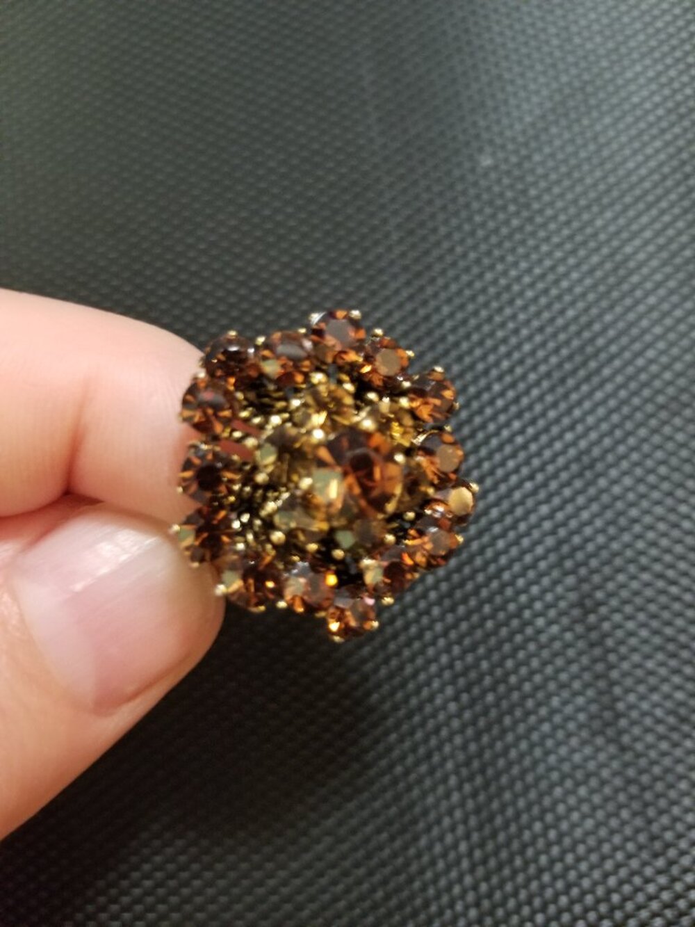 Vintage Siam Garnet Cluster Aurora Borealis Adjustable (OS) Cocktail Ring